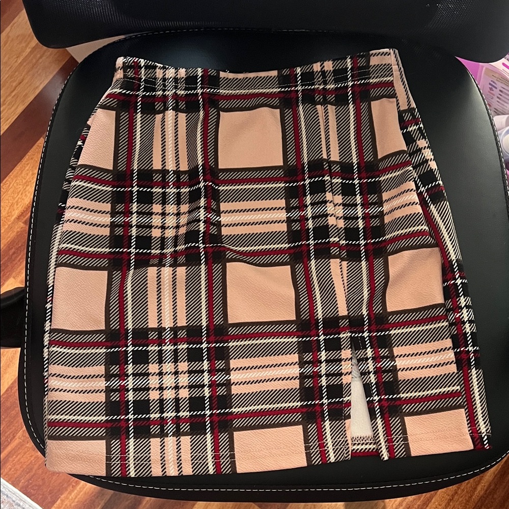 Plaid Tan and Black Women's Skirt